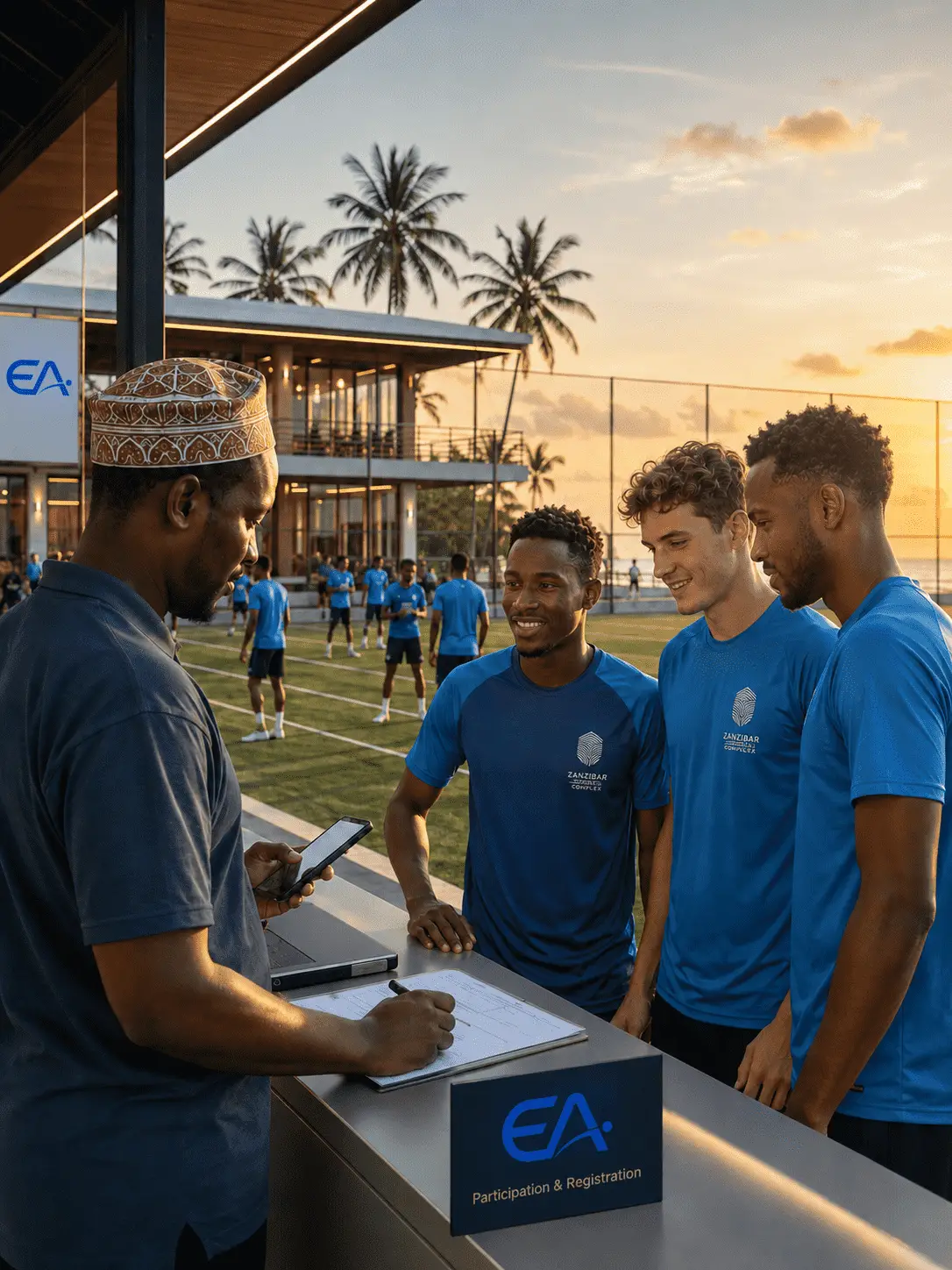 Football players preparing before a match