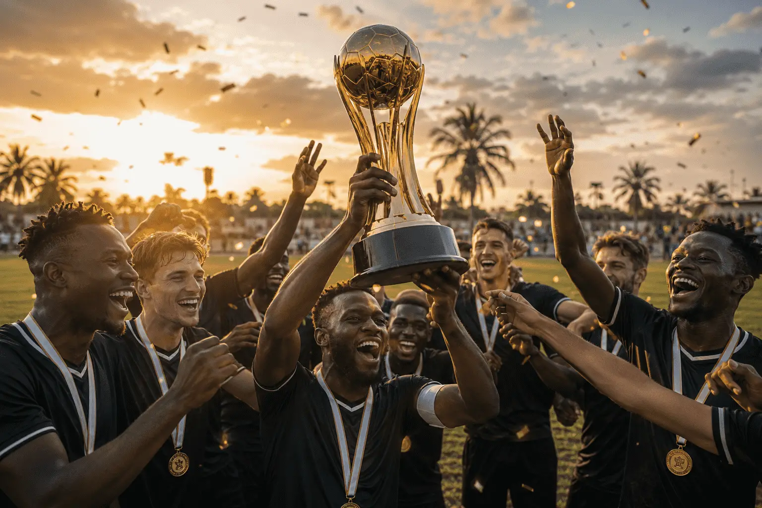 Football champions celebrating